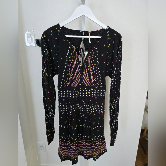 NWT Free People Coryn Black Print Dress - Picture 3 of 12
